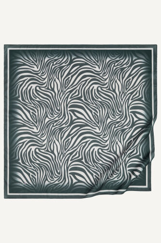 Gri Zebra Desen Kristal Eşarp (1)