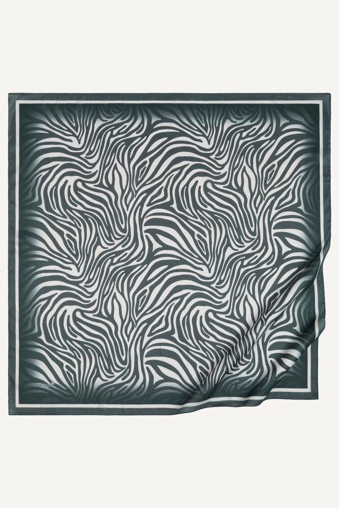 Gri Zebra Desen Kristal Eşarp - 2