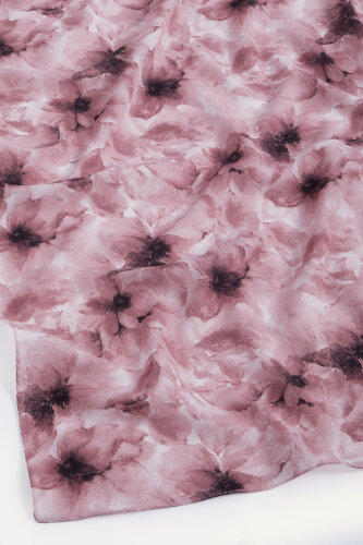 Gül Kurusu Sisli Buket Desen Rami Şal (1)