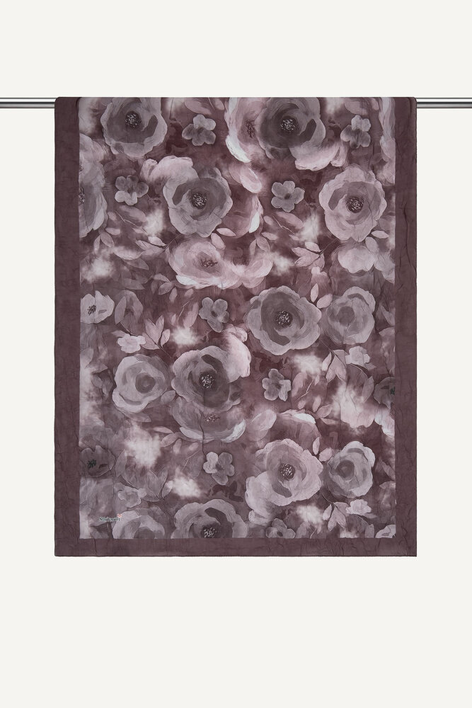 Gül Suluboya Gül Desenli Kraş Şal - 1