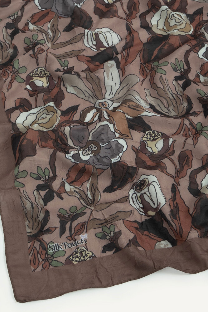 Gül Vintage Flora Desen Kraş Eşarp - 3