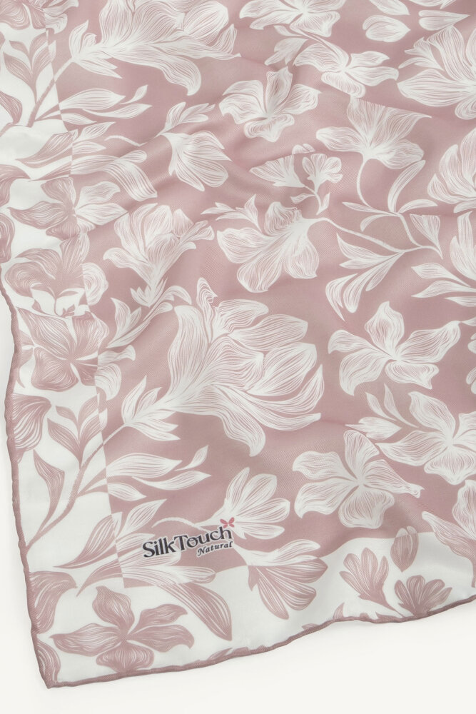 Gül Zambak Desen Natural Eşarp - 3