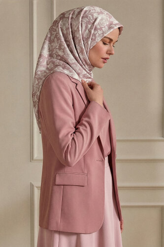 Gül Zambak Desen Natural Eşarp