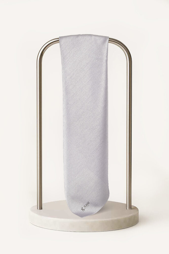 Gümüş Düz Renk Kehribar Eşarp - 2