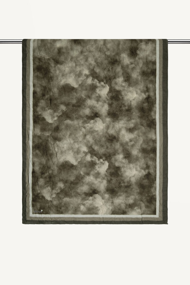 Haki Bulut Desenli Kraş Şal - 2