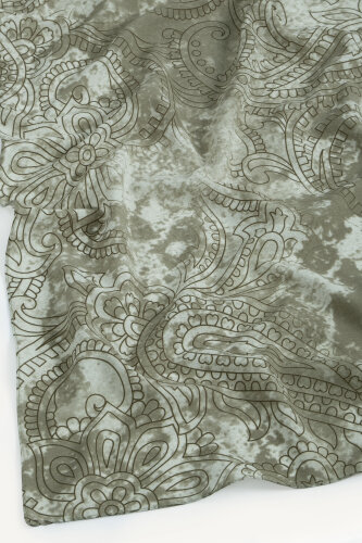 Haki Etnik Dantel Desen Rami Şal (1)