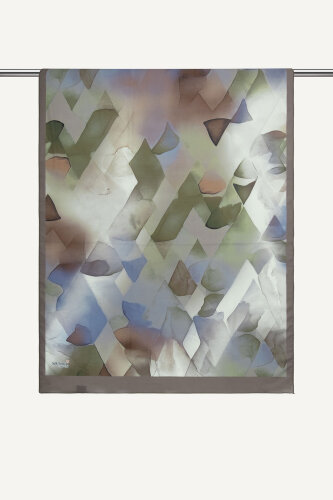 Haki Kristal Işıltı Desenli Fransız İpeği Şal (1)