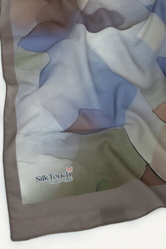 Haki Kristal Işıltı Desenli Fransız İpeği Şal - 3