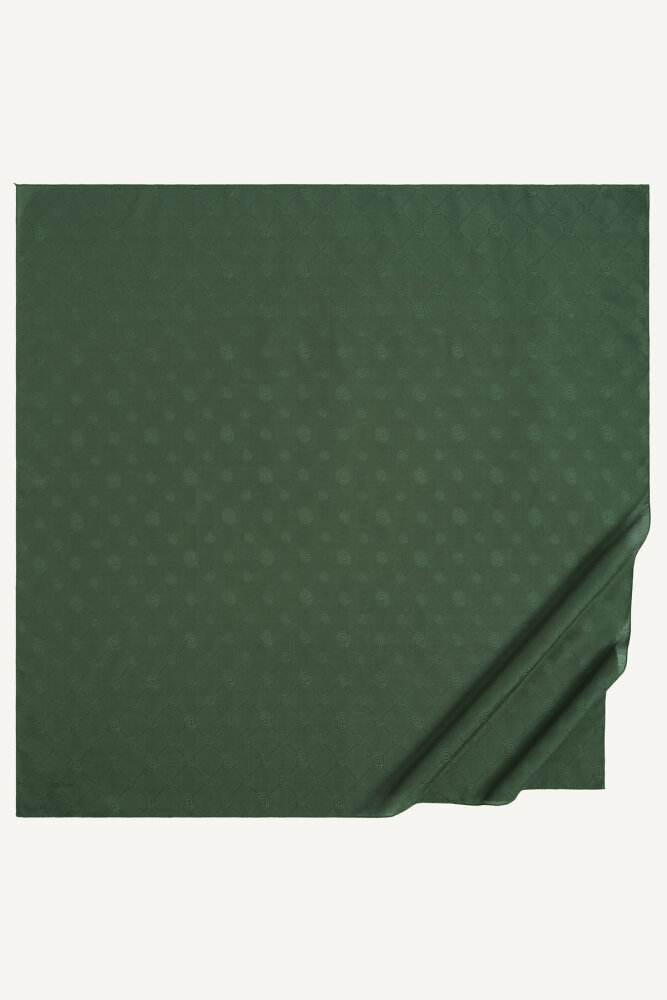 Haki Monogram Desen Mercan Eşarp - 2