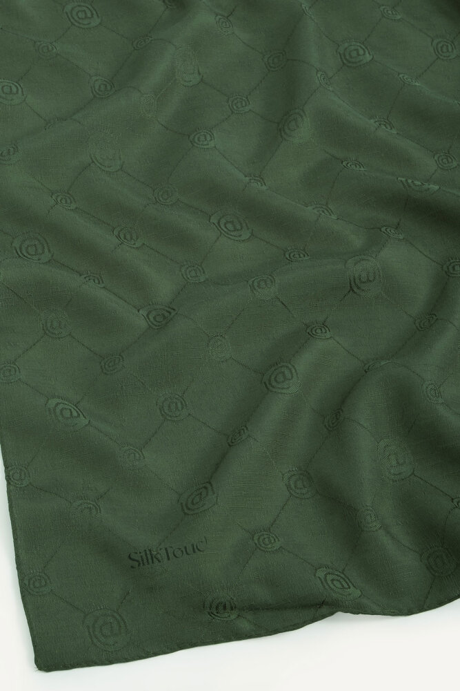 Haki Monogram Desen Mercan Eşarp - 3