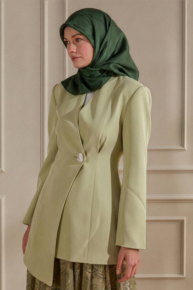 Haki Monogram Desen Mercan Eşarp - 1