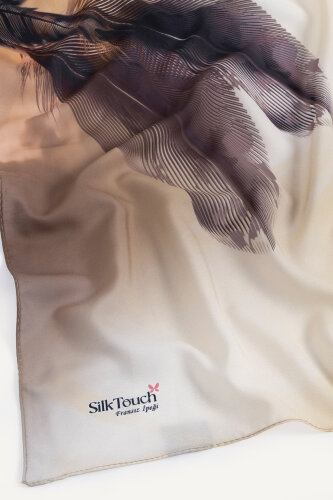 Hardal Kehribar Tüyü Desenli Fransız İpeği Şal - 3