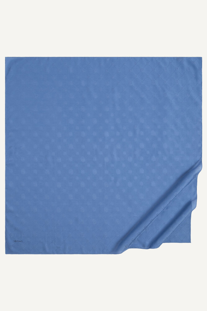 İndigo Monogram Desen Mercan Eşarp - 2