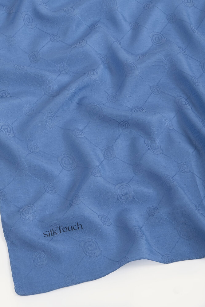İndigo Monogram Desen Mercan Eşarp - 3