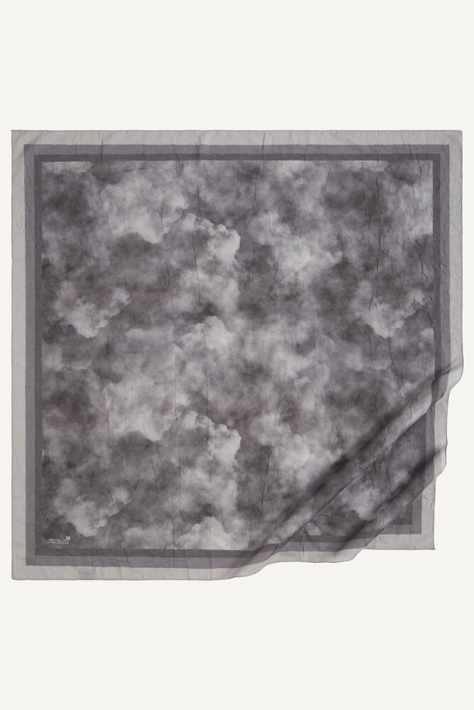 Kahve Bulut Desen Kraş Eşarp - 2