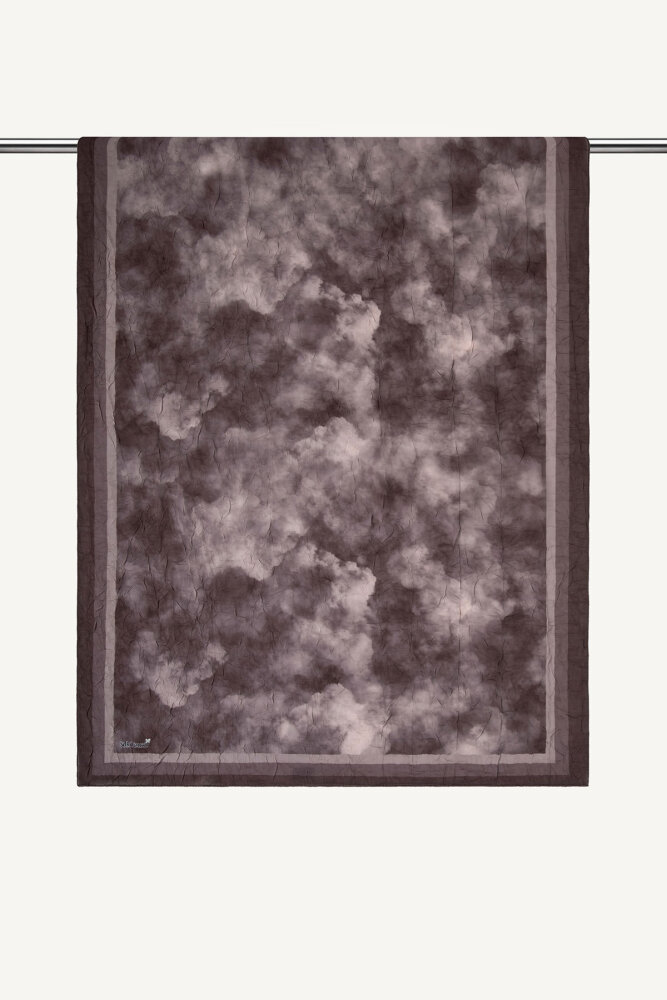 Kahve Bulut Desenli Kraş Şal - 1