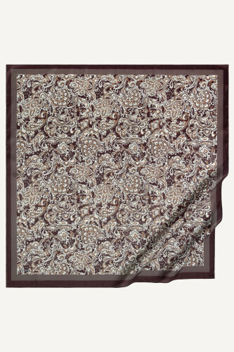 Kahve Etnik Desen Kristal Eşarp (1)