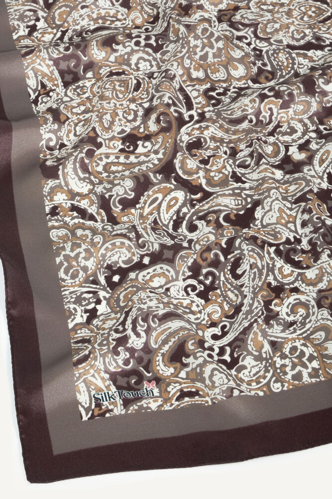 Kahve Etnik Desen Kristal Eşarp - 3