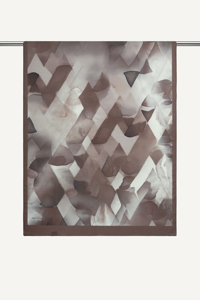 Kahve Kristal Işıltı Desenli Fransız İpeği Şal - 2