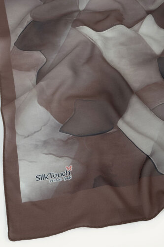 Kahve Kristal Işıltı Desenli Fransız İpeği Şal - 3