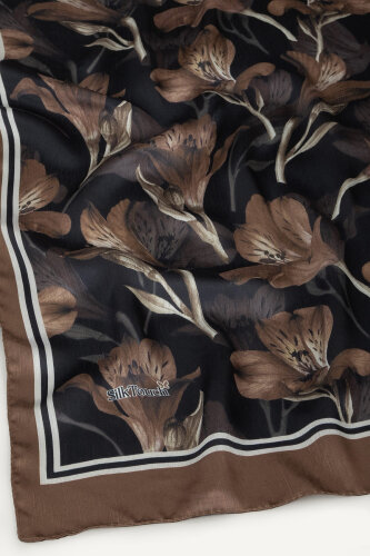 Kahve Lale Desenli İdol Vual Şal - 3