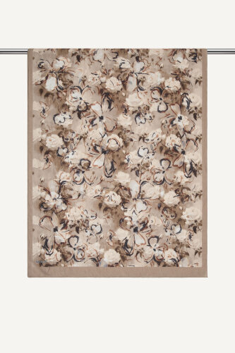 Kahve Pamuk Esintisi Desen Kraş Şal