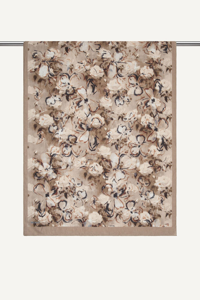 Kahve Pamuk Esintisi Desen Kraş Şal - 1