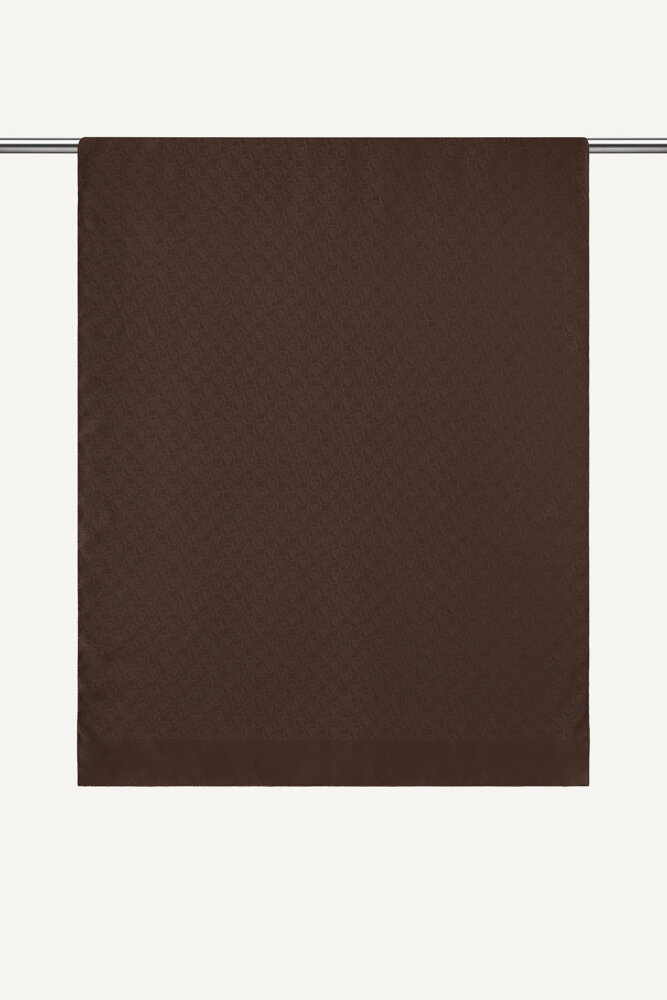 Kahve Piramit Monogram Desen Mercan Şal - 1