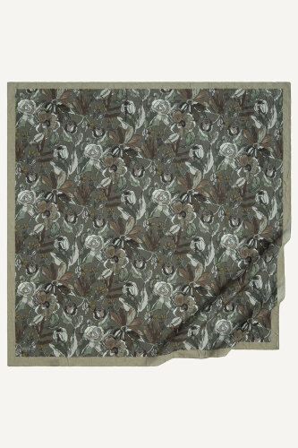 Kahve Vintage Flora Desen Kraş Eşarp (1)