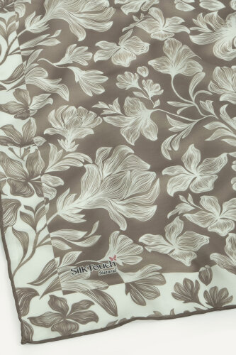 Kahve Zambak Desen Natural Eşarp - 3