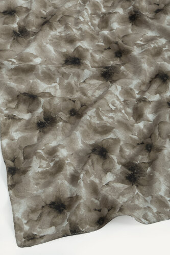 Kahverengi Sisli Buket Desen Rami Şal (1)