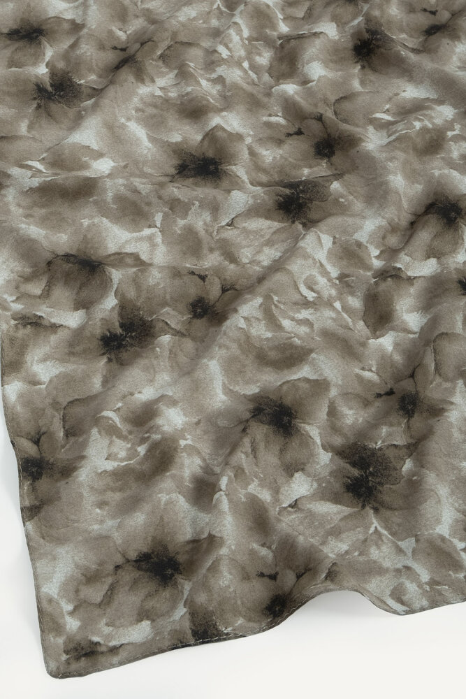 Kahverengi Sisli Buket Desen Rami Şal - 2