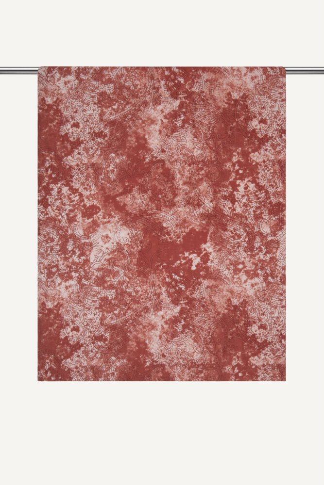 Kırmızı Etnik Dantel Desen Rami Şal - 1