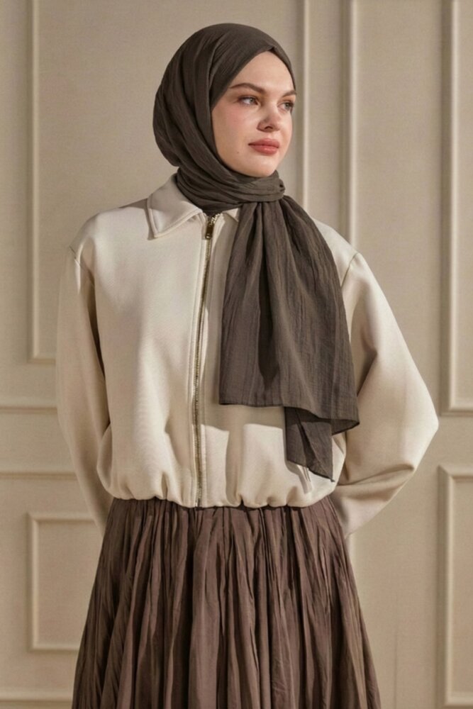 Koyu Kahve Mercan Şal - 1