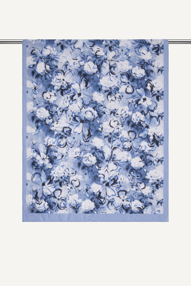 Koyu Mavi Pamuk Esintisi Desen Kraş Şal - 1