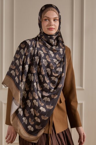 Kül Yonca Desenli İdol Vual Şal