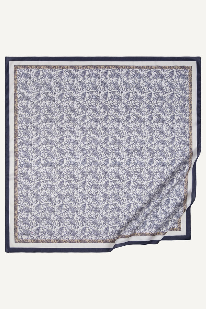 Lacivert Asalet Motifi Desen Kristal Eşarp - 2