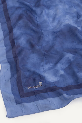 Lacivert Bulut Desen Kraş Eşarp - 3