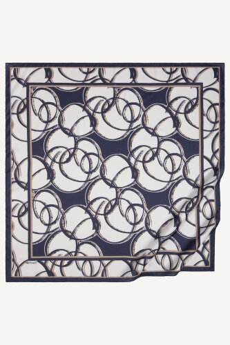 Lacivert Çember Dansı Desen Kristal Eşarp (1)