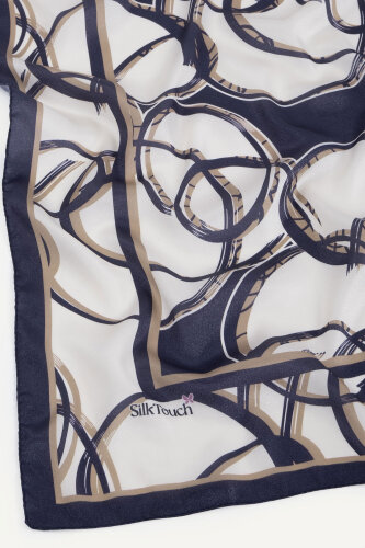 Lacivert Çember Dansı Desen Kristal Eşarp - 3