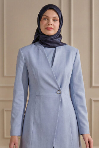 Lacivert Düz Renk Kehribar Eşarp