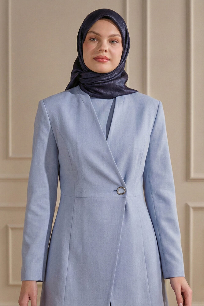 Lacivert Düz Renk Kehribar Eşarp - 1