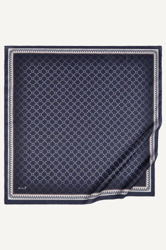 Lacivert Elmas Bağ Desen Kristal Eşarp (1)