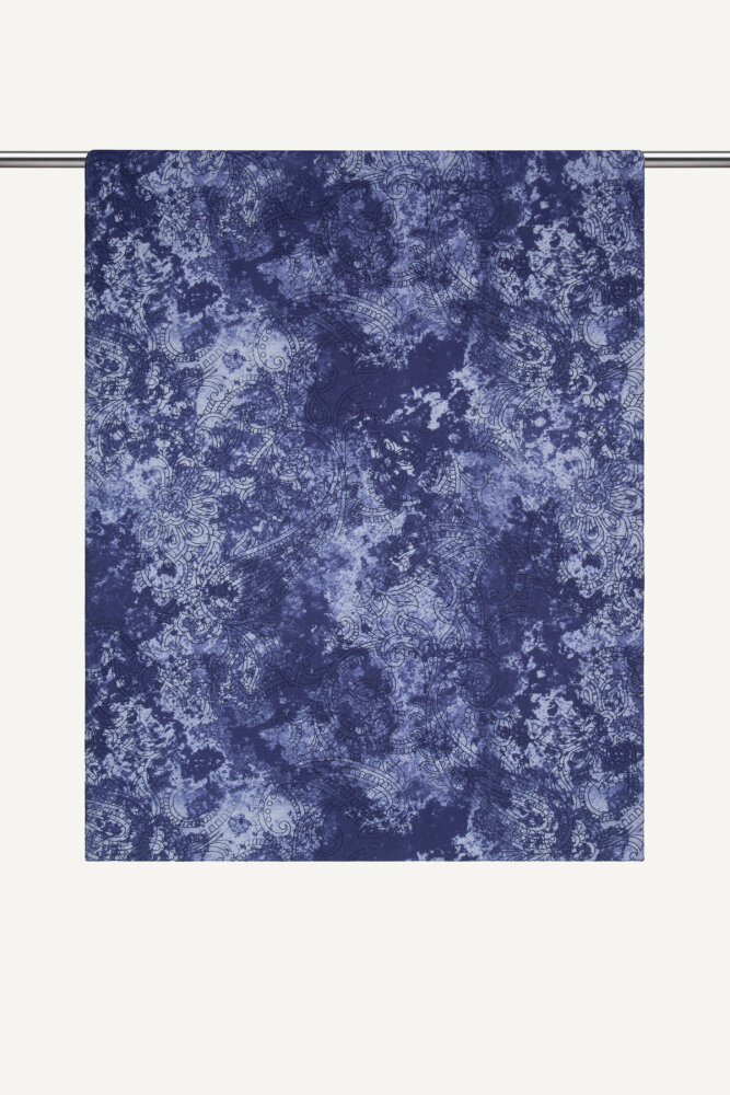 Lacivert Etnik Dantel Desen Rami Şal - 2