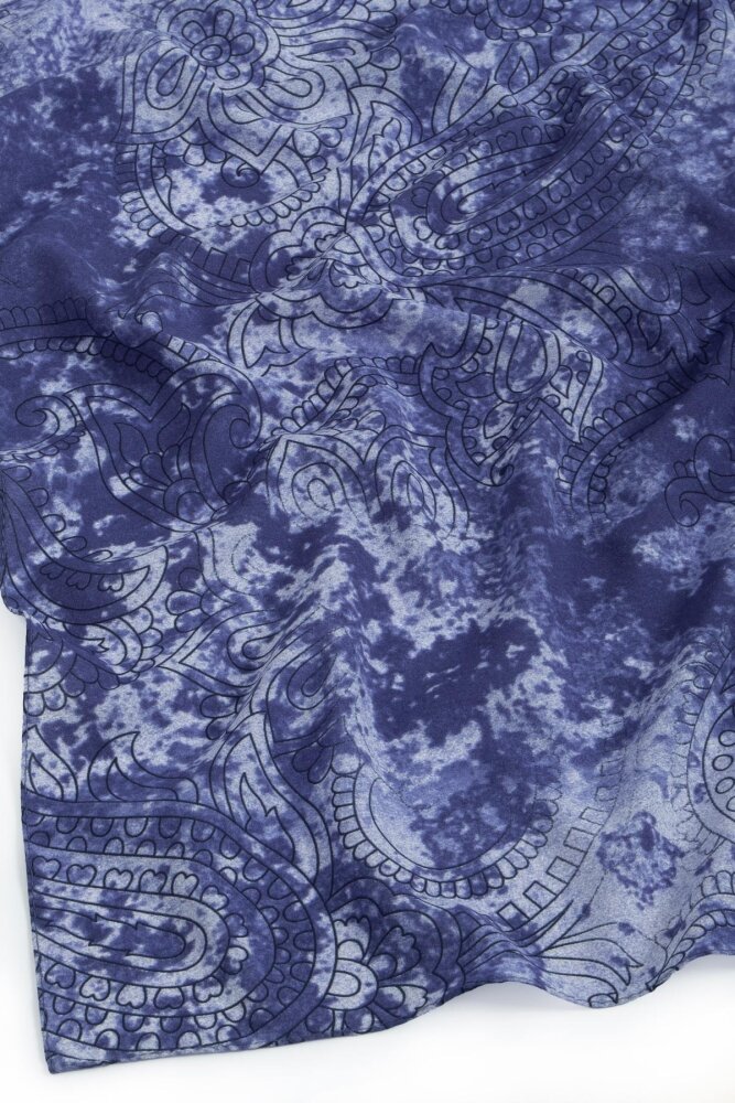 Lacivert Etnik Dantel Desen Rami Şal - 3