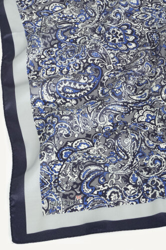 Lacivert Etnik Desen Kristal Eşarp - 3