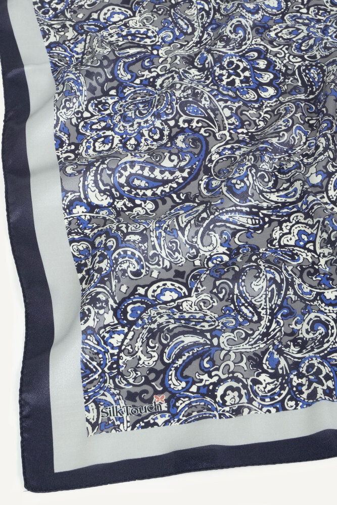 Lacivert Etnik Desen Kristal Eşarp - 3