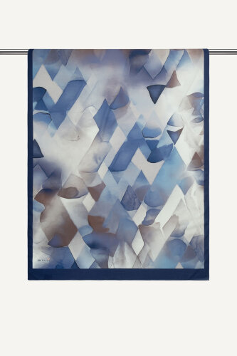 Lacivert Kristal Işıltı Desenli Fransız İpeği Şal (1)