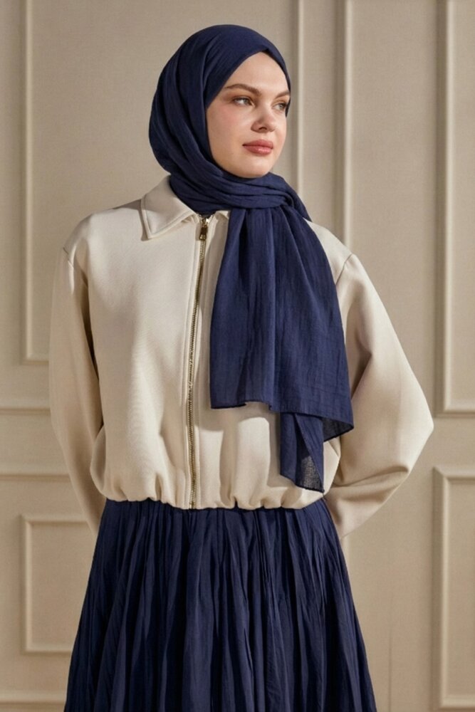 Lacivert Mercan Şal - 1