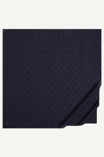 Lacivert Monogram Desen Mercan Eşarp (1)